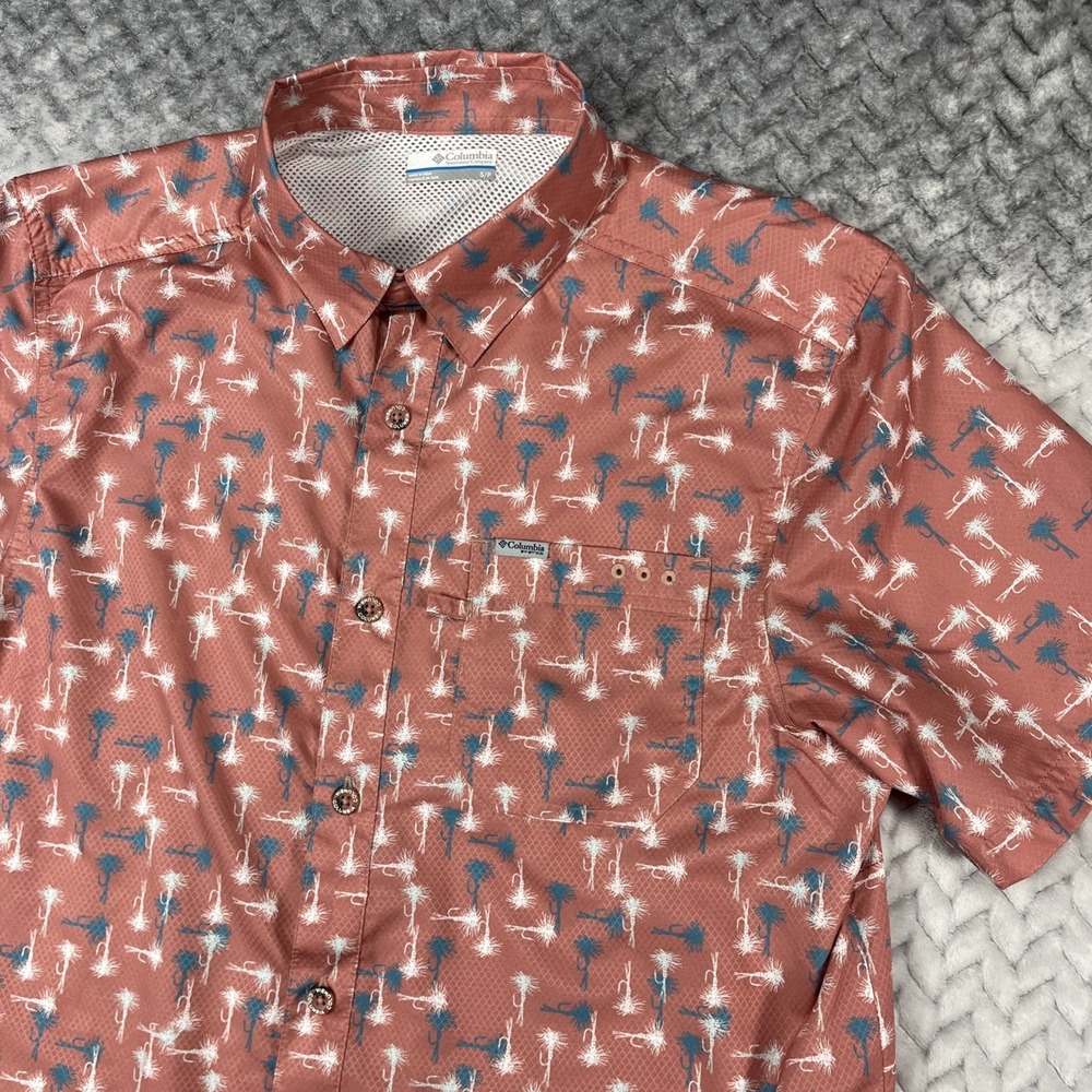 Columbia PFG Super Slack Tide Camp Men S Shirt Pink Flytime Vented Fishing